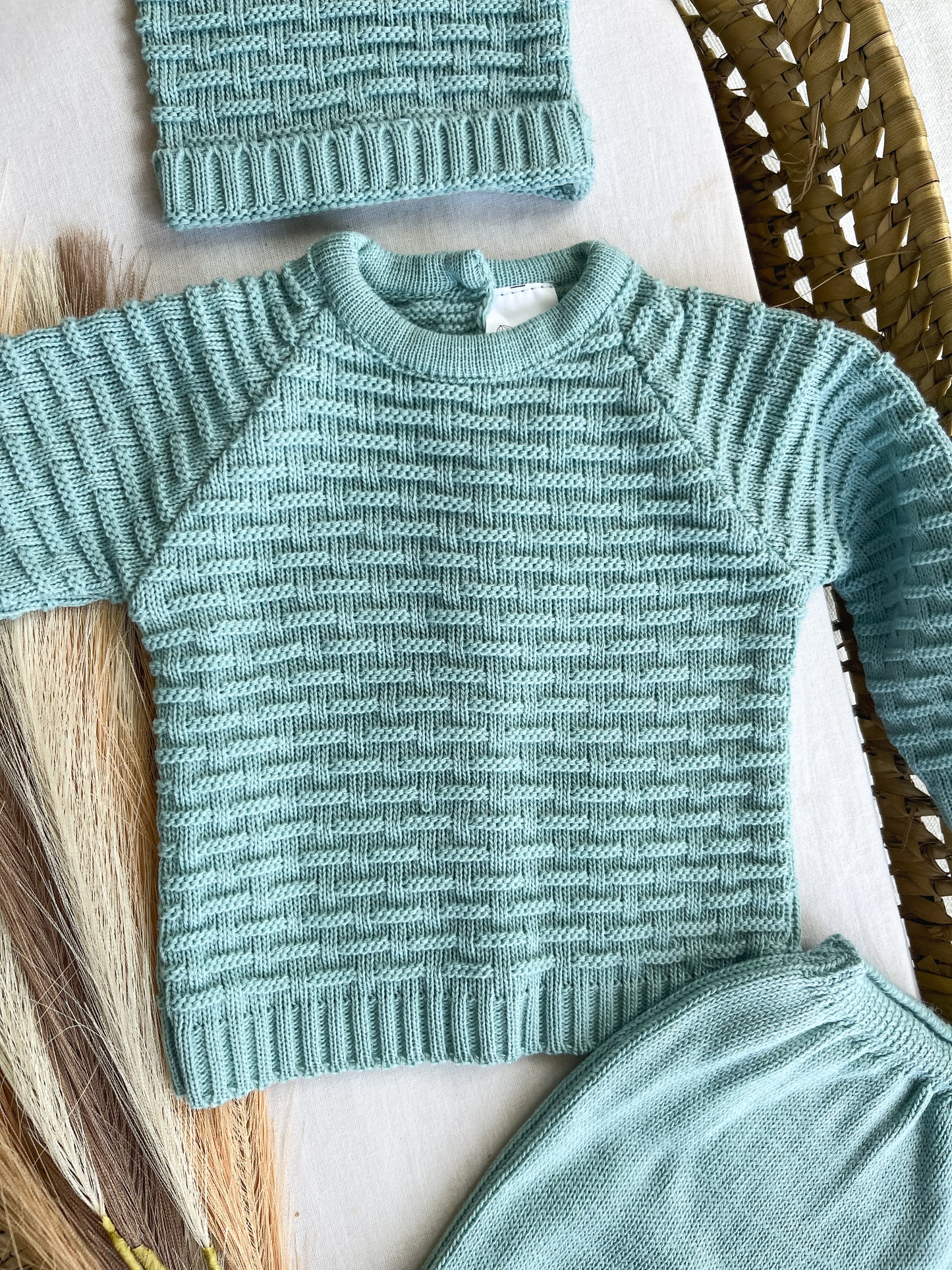 Conjunto de malha 3 peças bebé verde