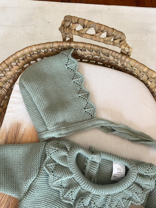 Conjunto de malha 3 peças bebé verde