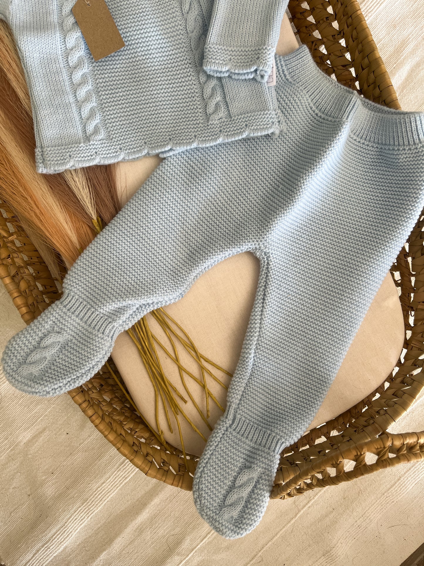 Conjunto de malha 3 peças bebé azul