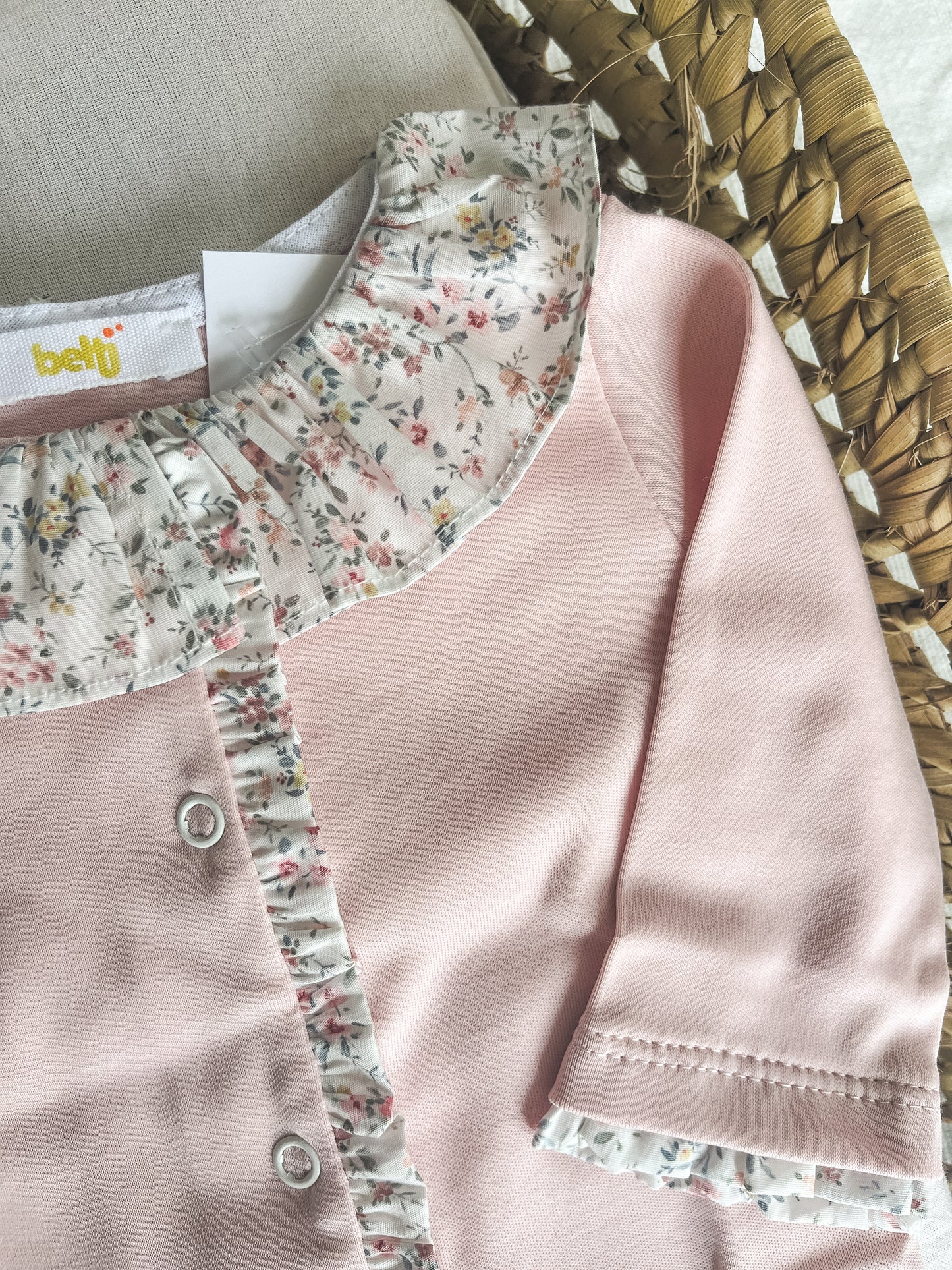 Babygrow de algodão bebé rosa