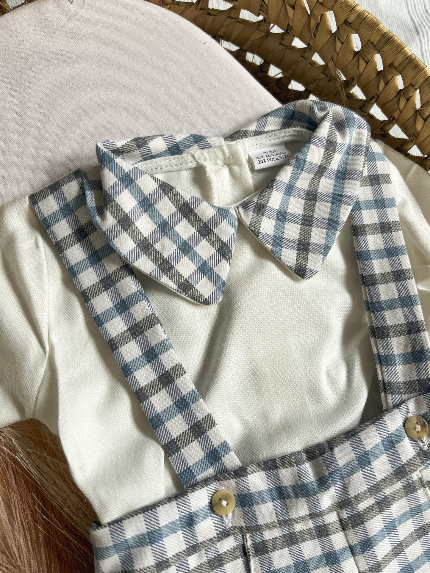 Conjunto de calções com camisa bebé menino azul cinza