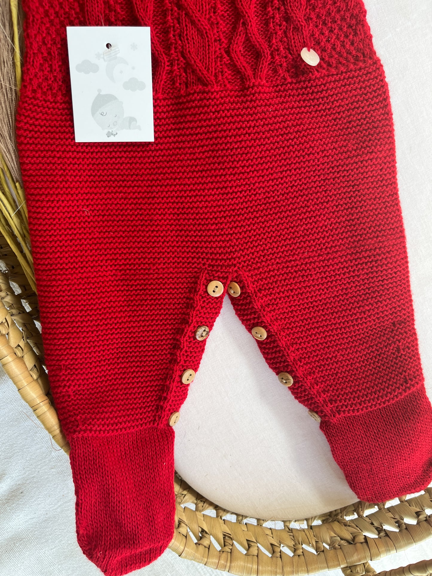 Conjunto de malha saída de maternidade 2 peças vermelho