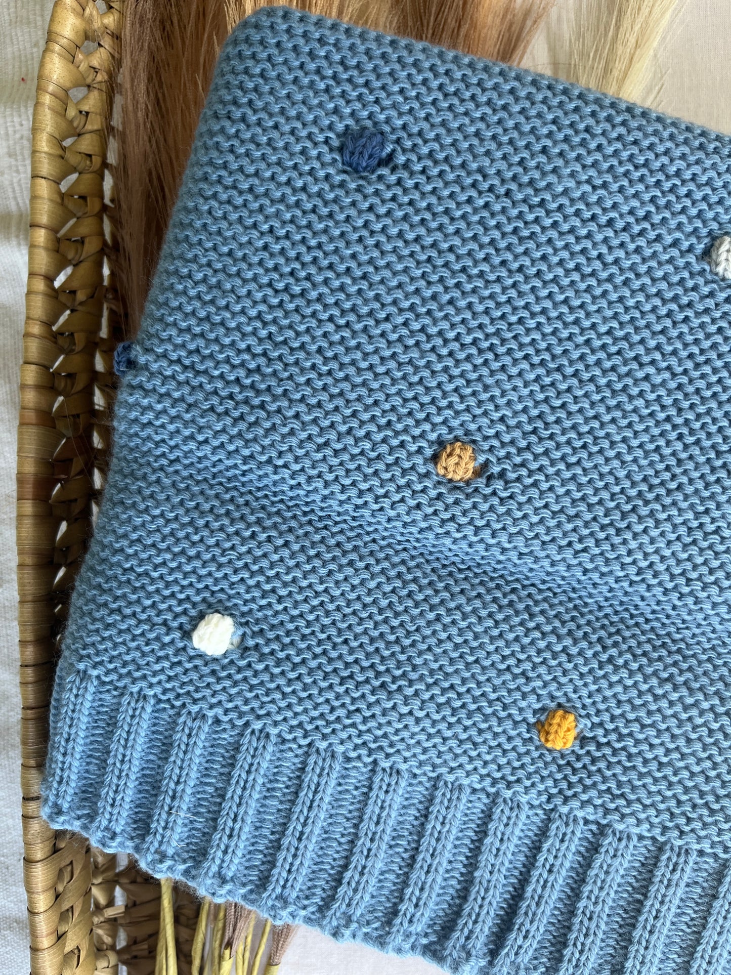Manta de malha azul para bebé personalizável com nome