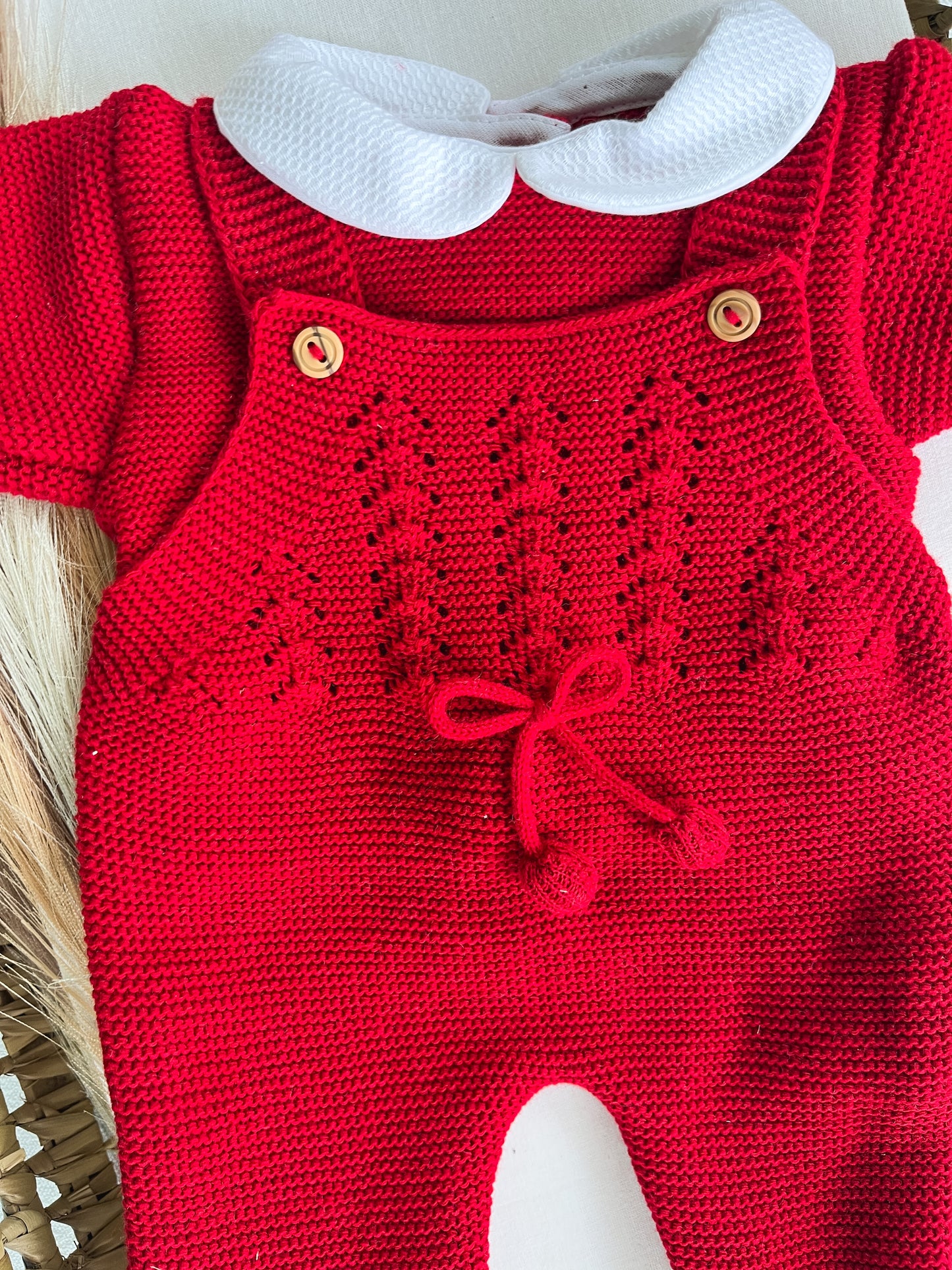 Conjunto de malha 3 peças bebé vermelho