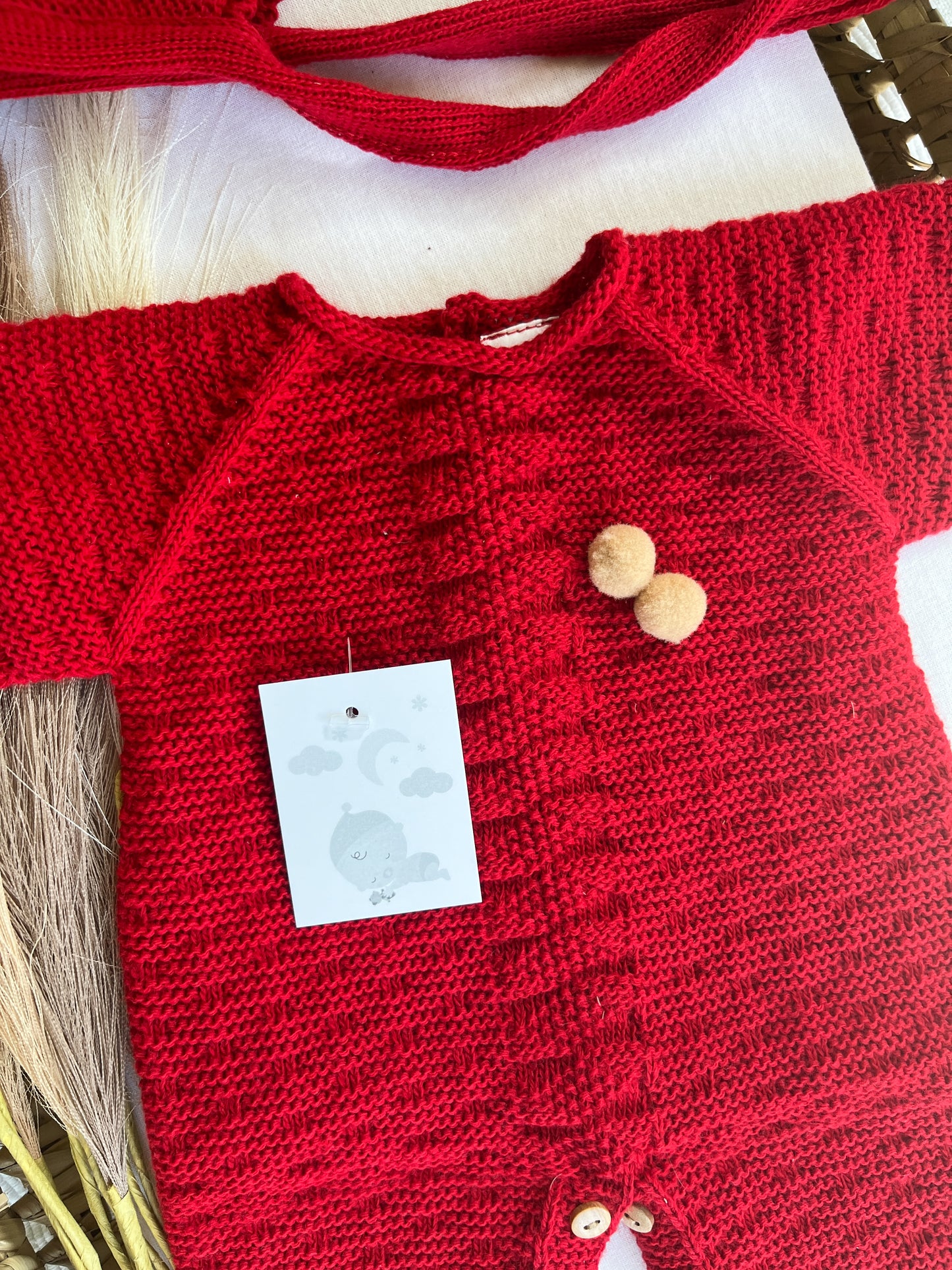 Conjunto de malha saída de maternidade 2 peças vermelho