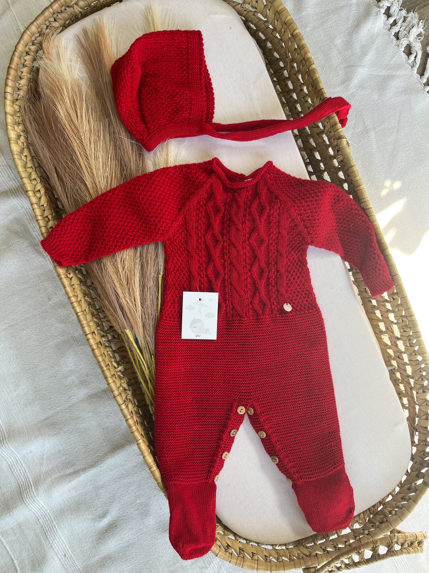 Conjunto de malha saída de maternidade 2 peças vermelho