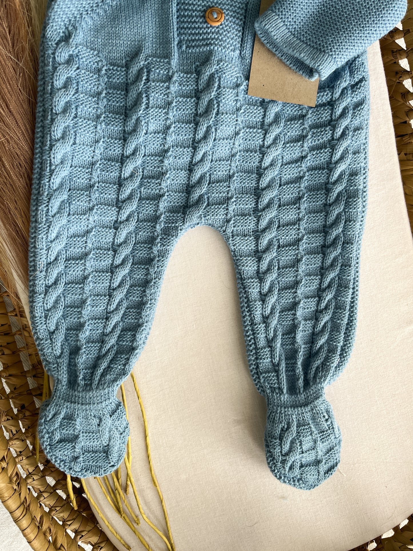 Conjunto de malha 3 peças bebé azul