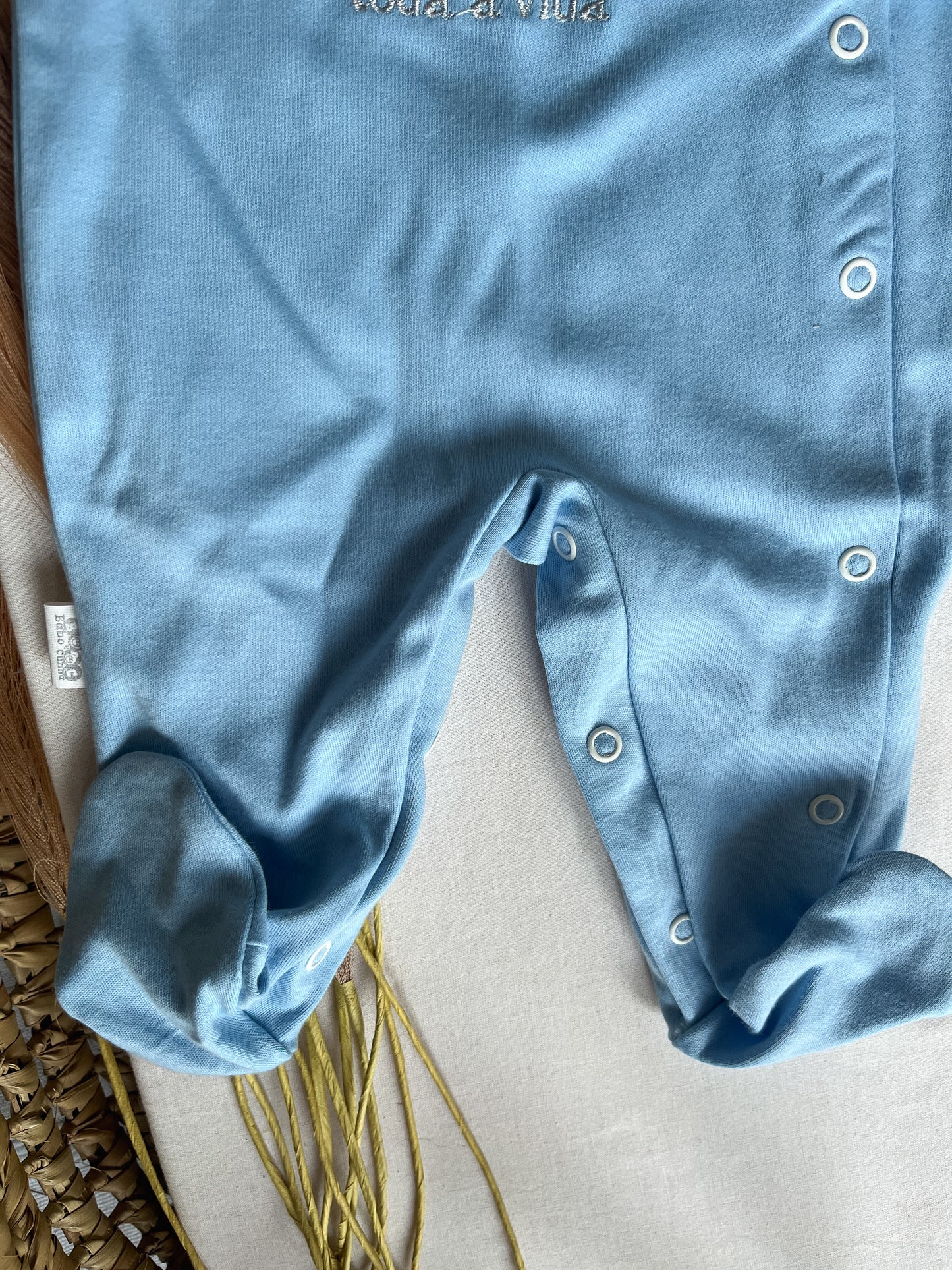 Babygrow de algodão bebé azul “vou amar-te a vida toda”