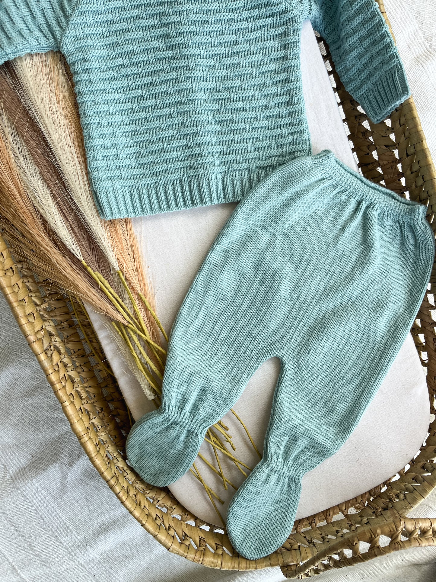 Conjunto de malha 3 peças bebé verde
