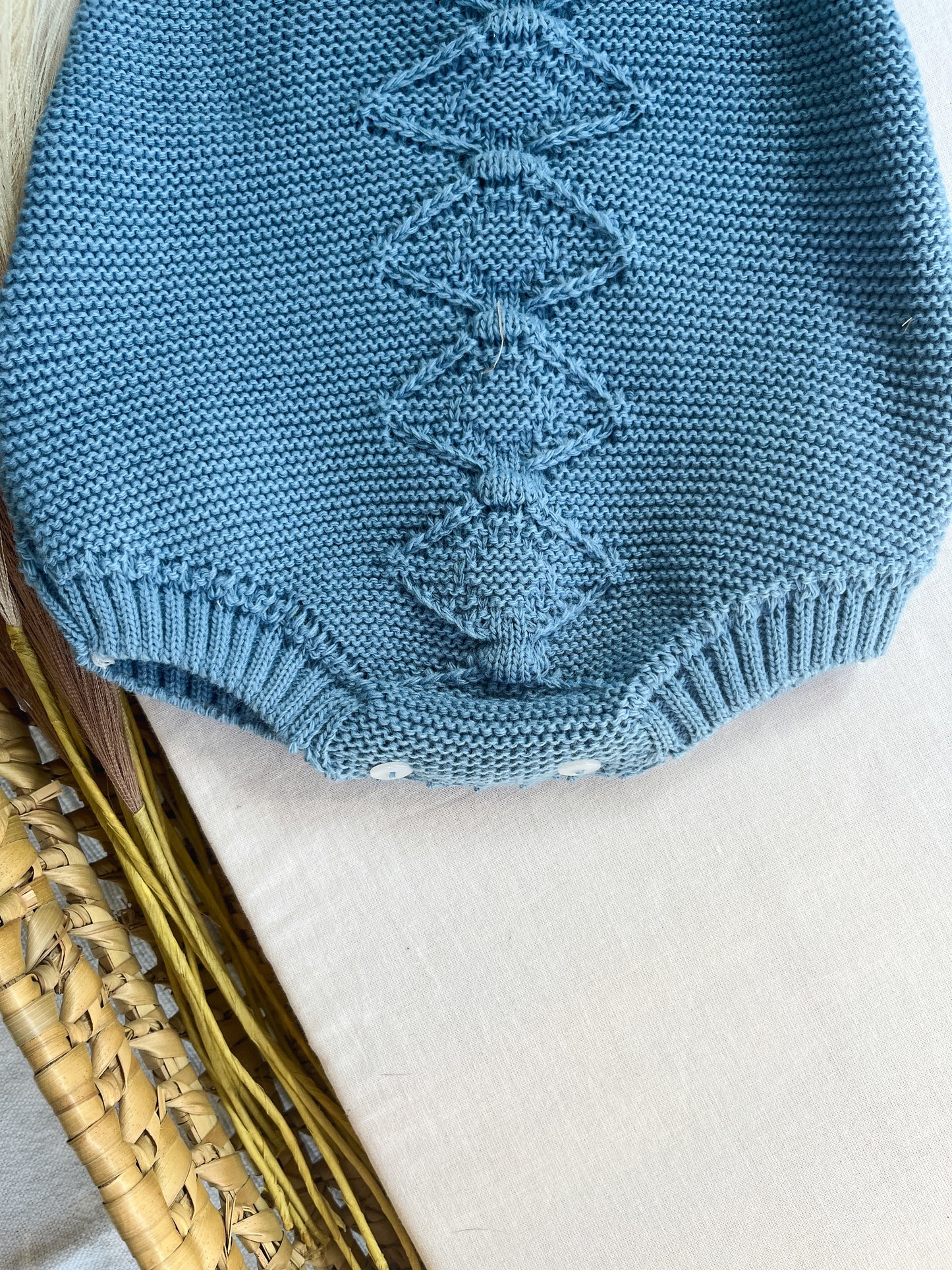 Conjunto de malha 2 peças fofo e gorro azul