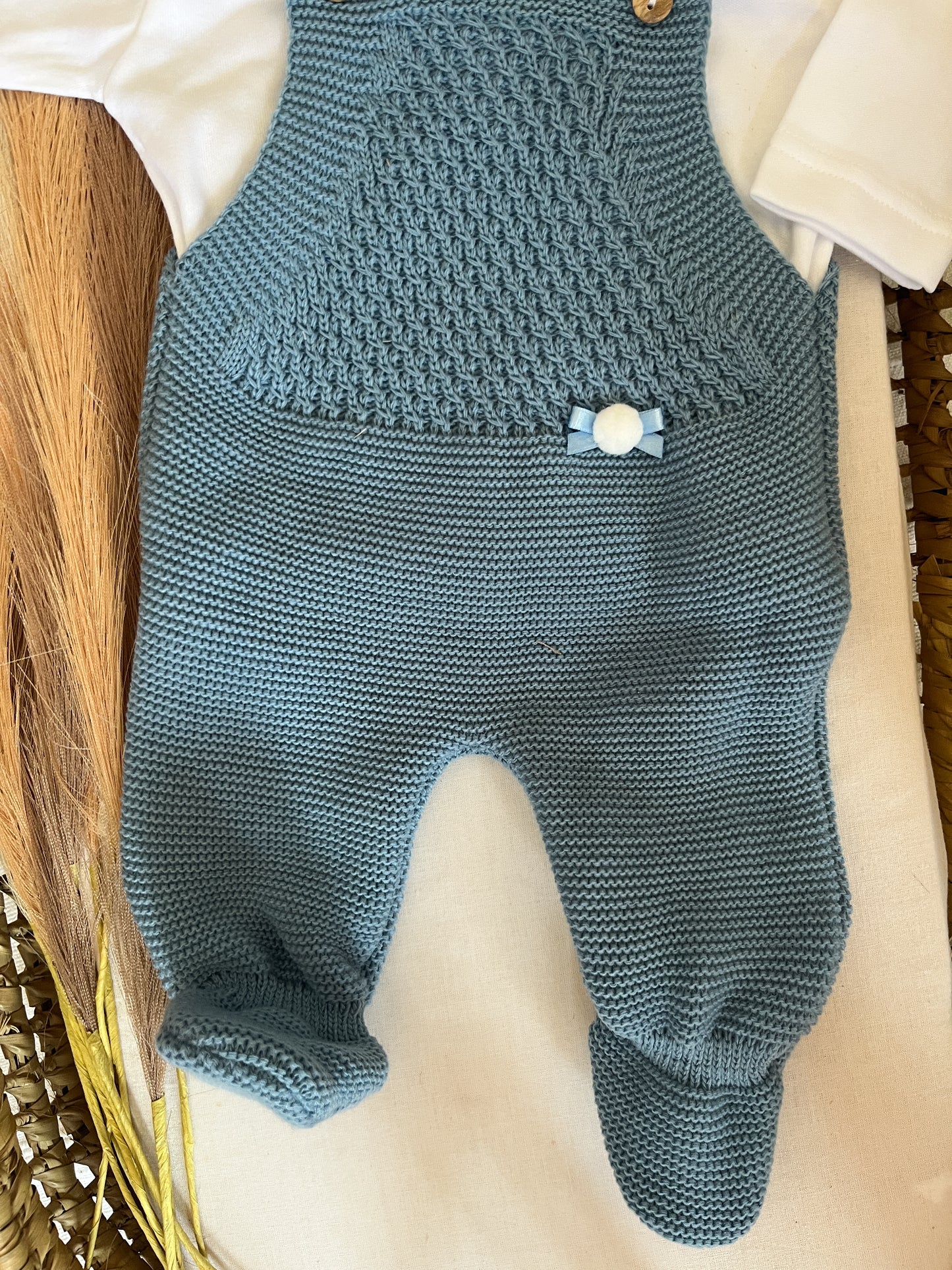 Conjunto de malha 3 peças bebé azul