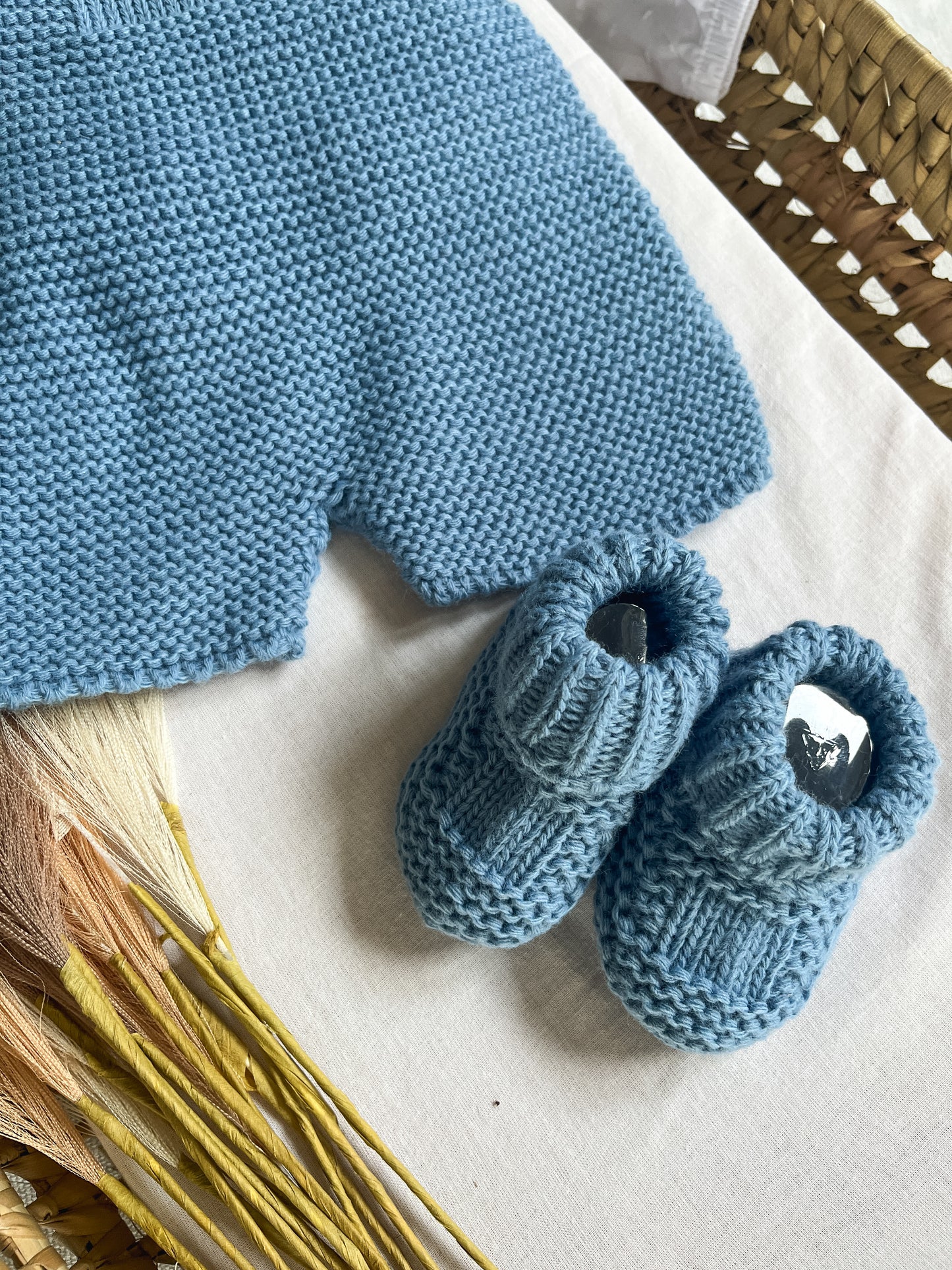 Conjunto de malha de 3 peças bebé azul