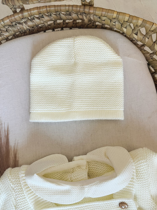 Conjunto de malha 3 peças bebé branco pérola