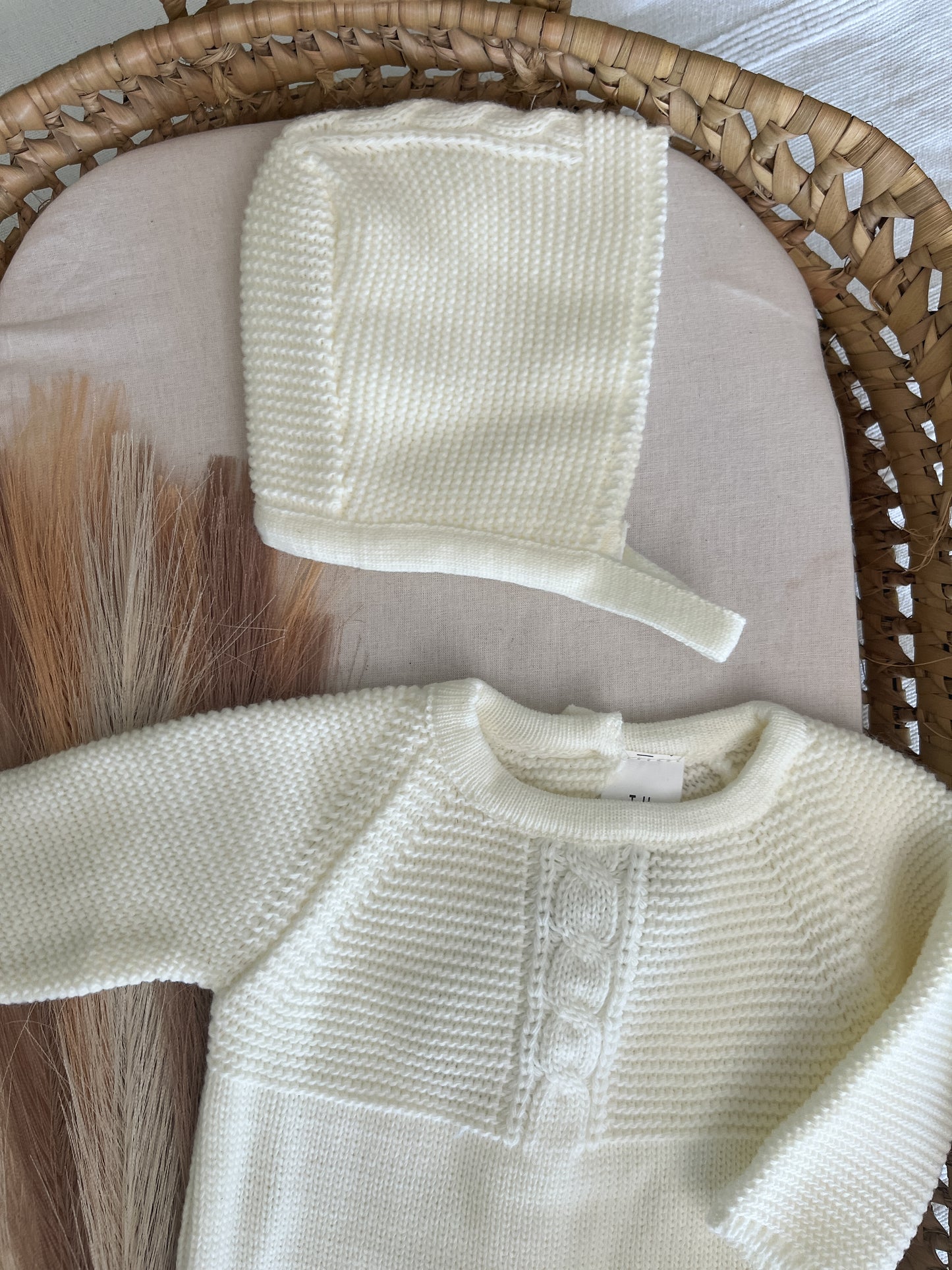 Conjunto de malha 3 peças bebé pérola