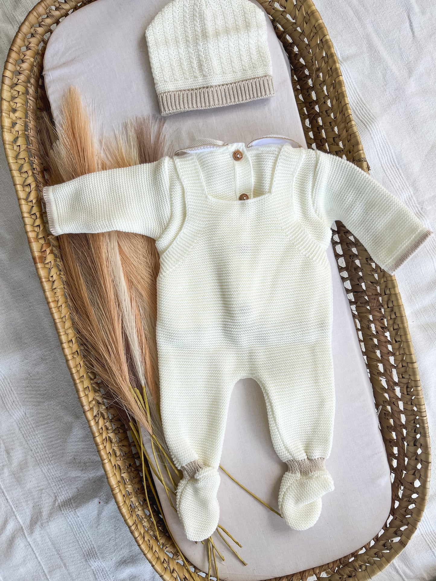 Conjunto de malha 3 peças bebé branco
