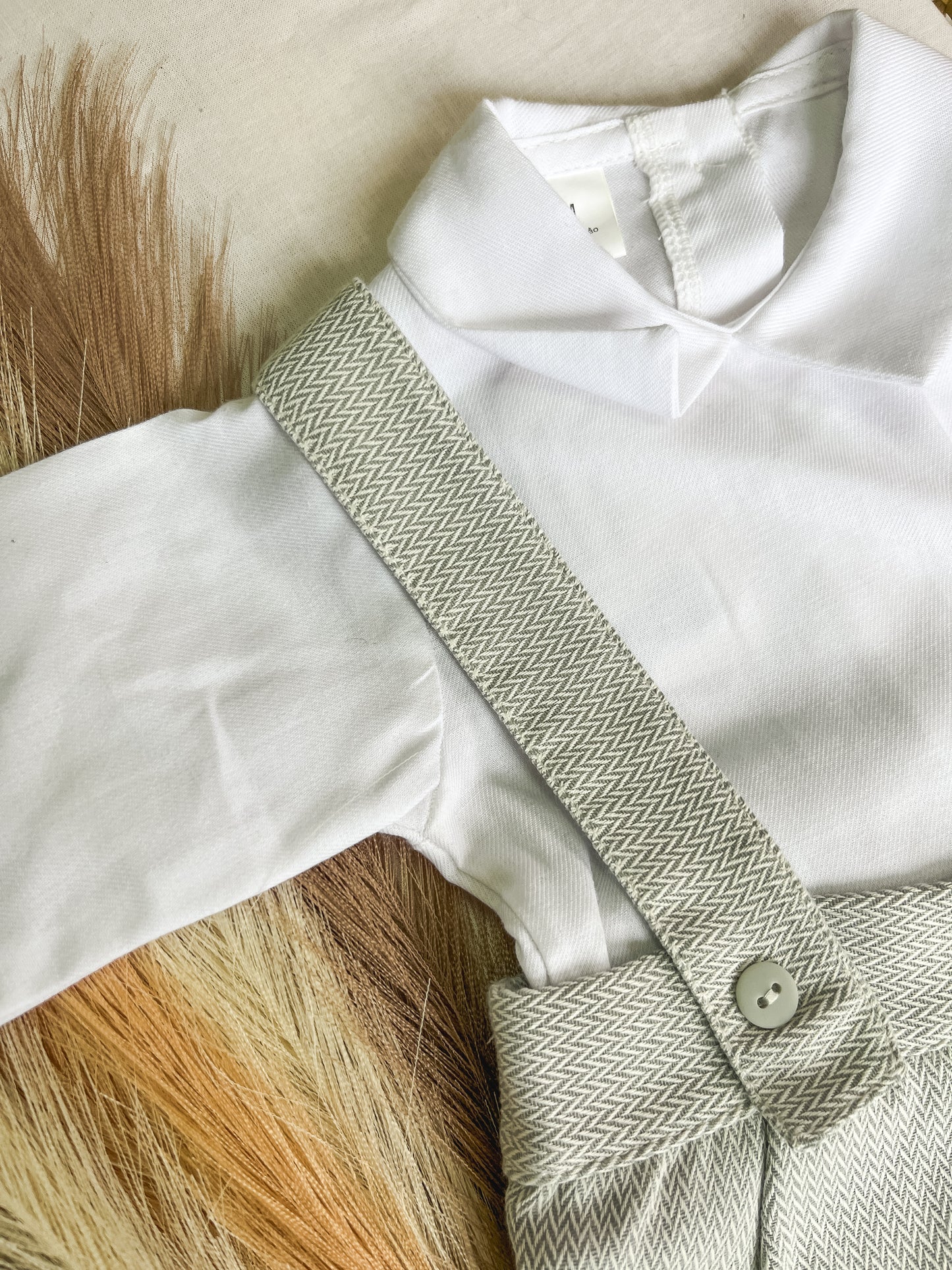 Conjunto de calções e camisa bebé cinza