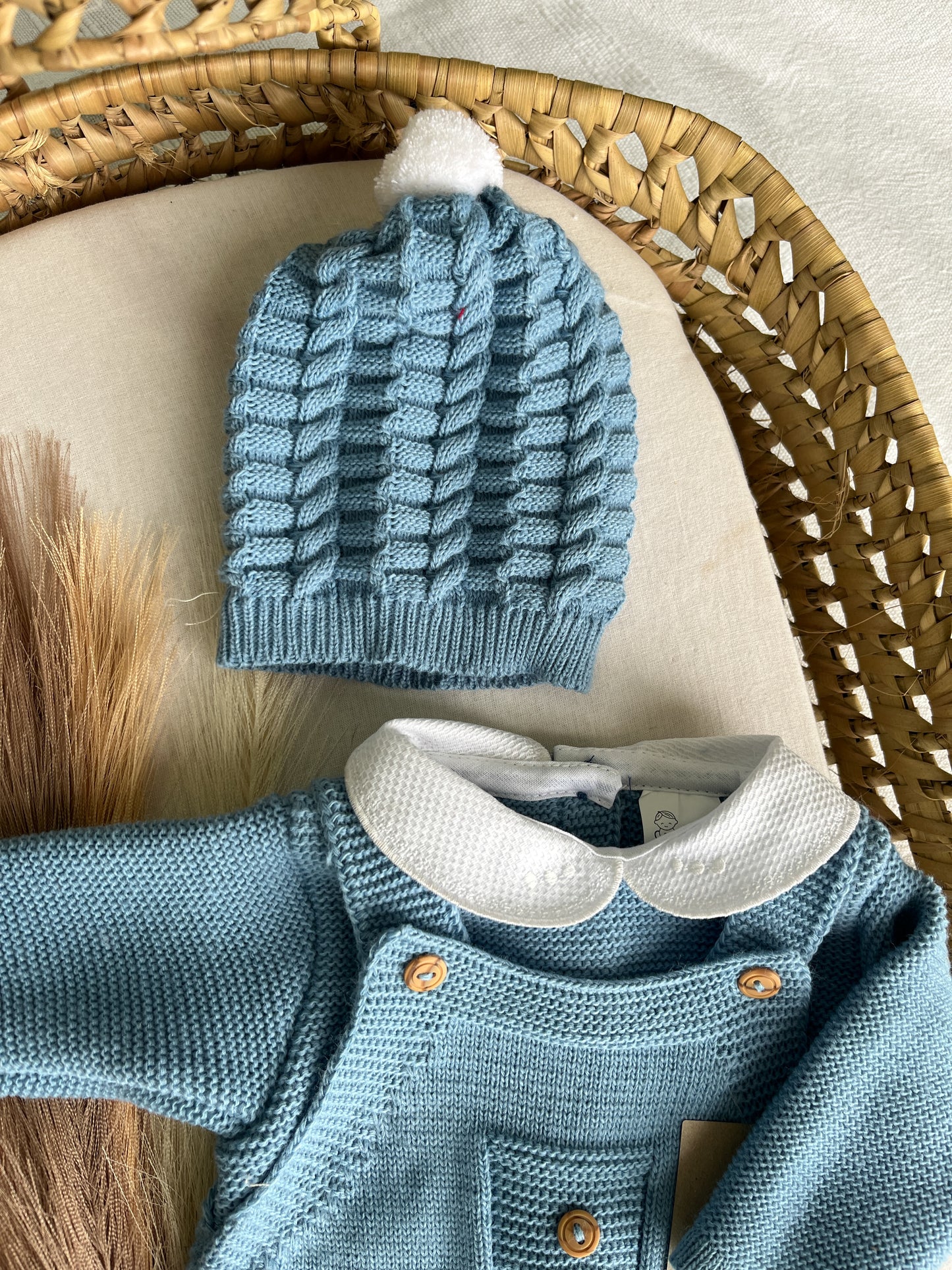 Conjunto de malha 3 peças bebé azul