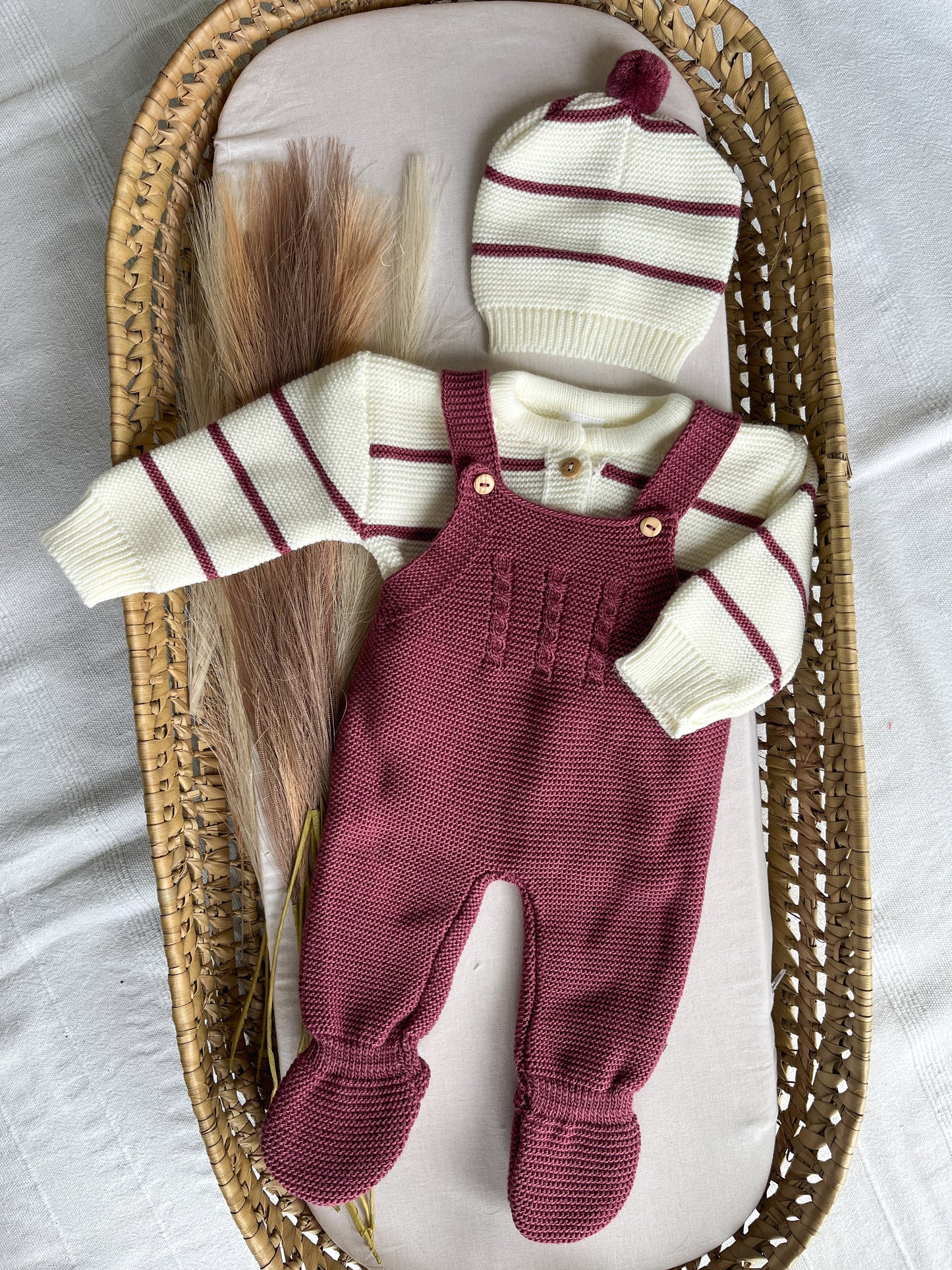Conjunto de malha 3 peças bebé beringela