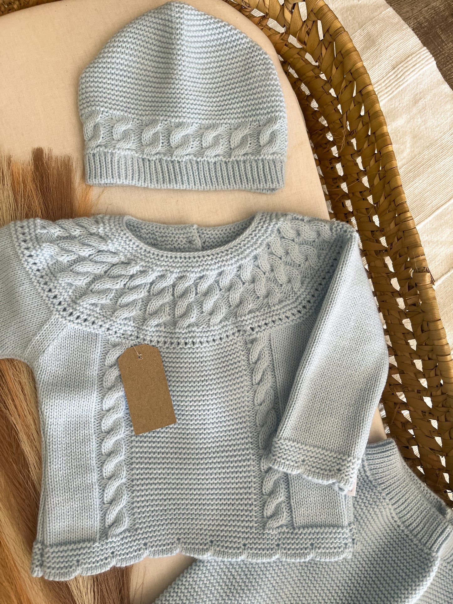Conjunto de malha 3 peças bebé azul