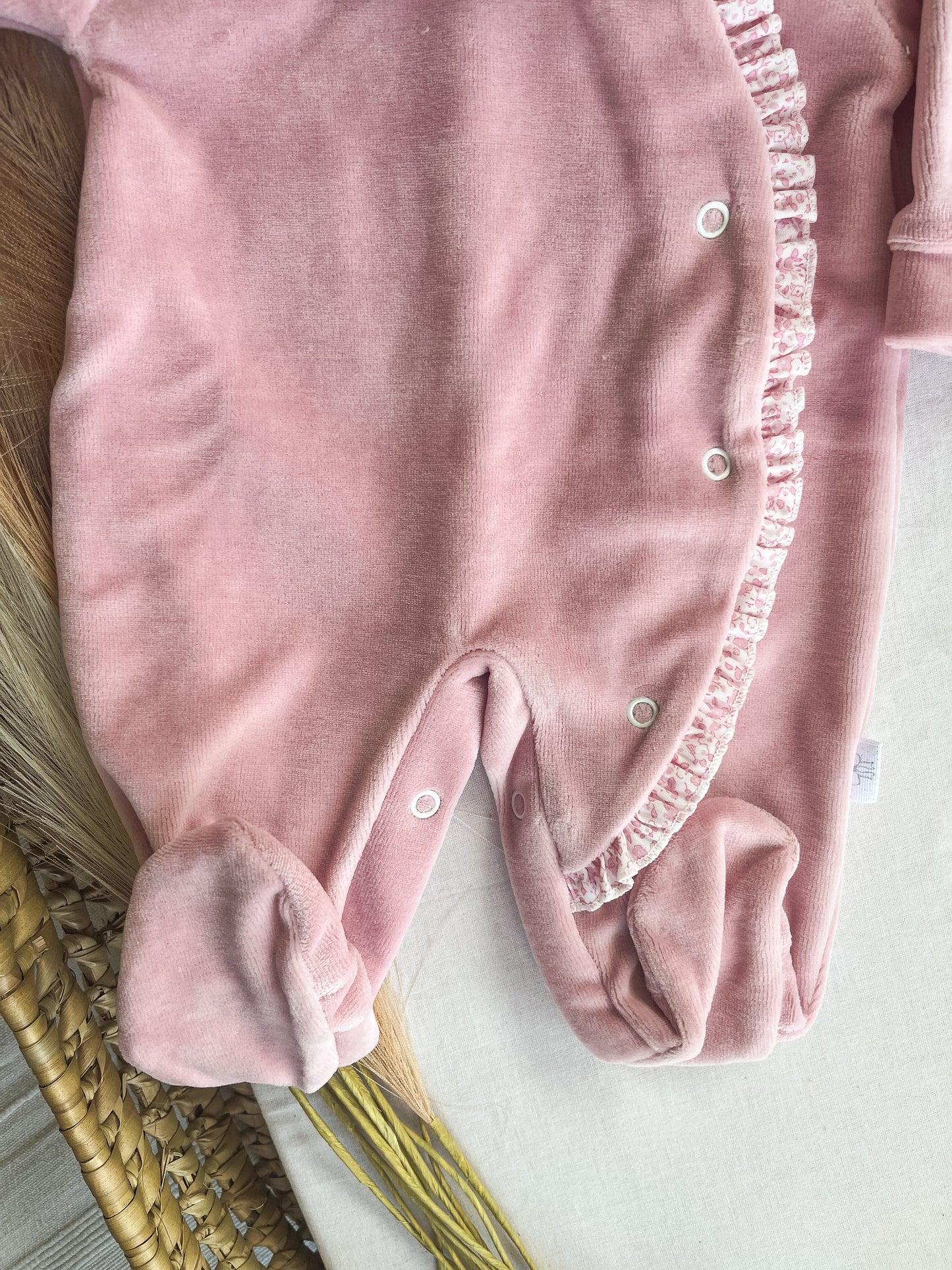 Babygrow de veludo bebé rosa velho