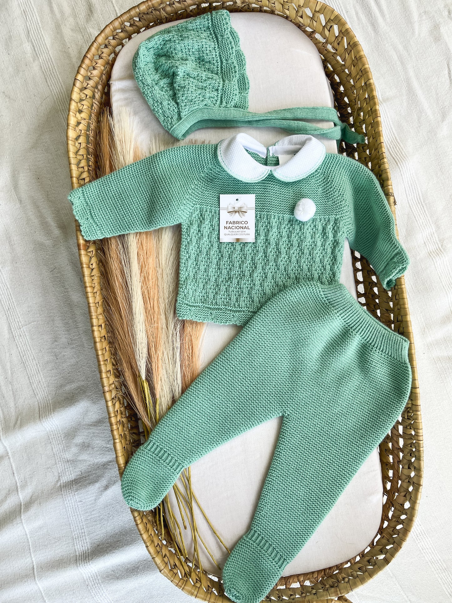 Conjunto de malha 3 peças bebé verde