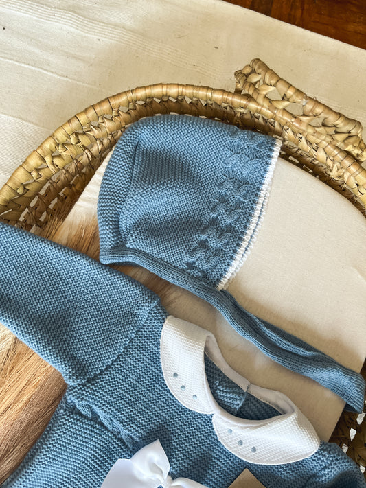 Conjunto de malha 3 peças bebé azul