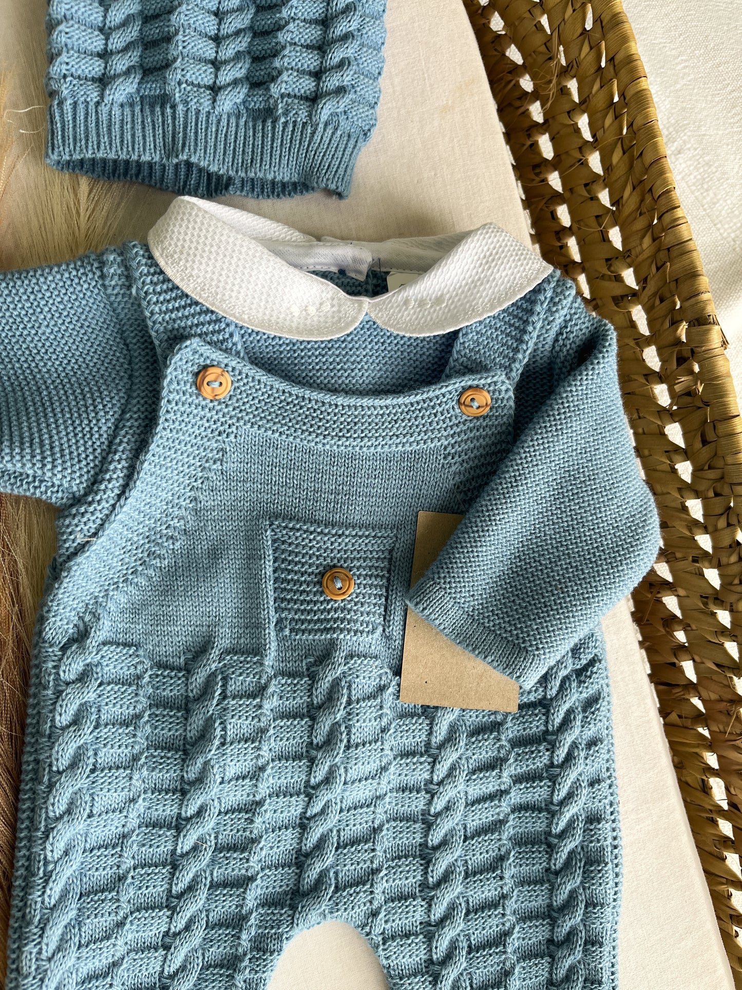 Conjunto de malha 3 peças bebé azul