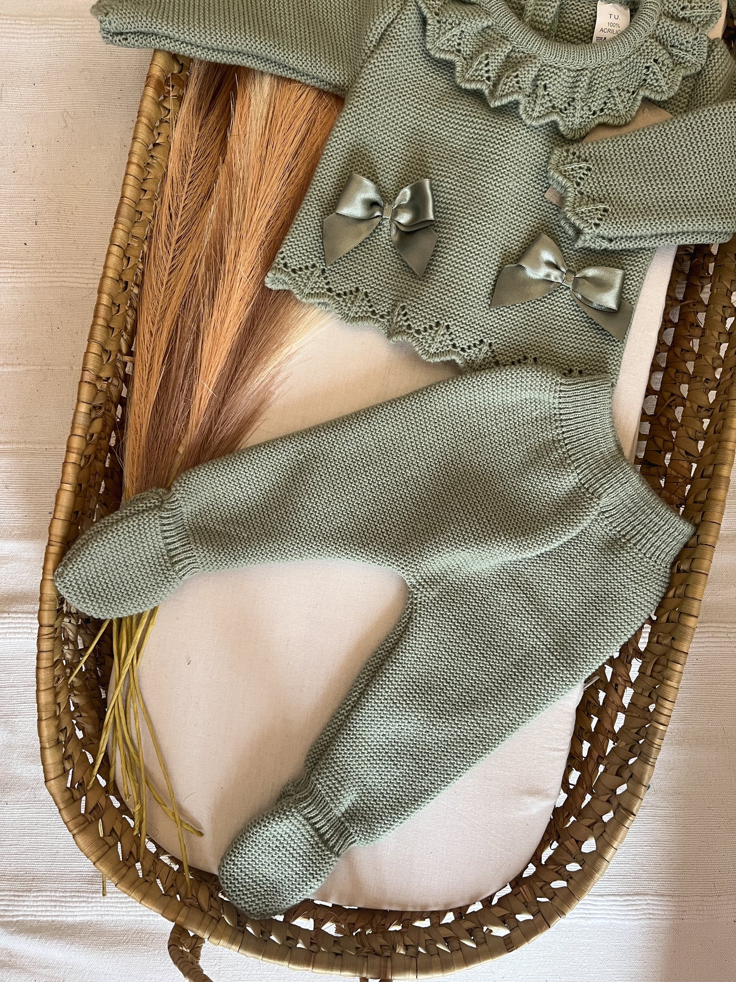 Conjunto de malha 3 peças bebé verde