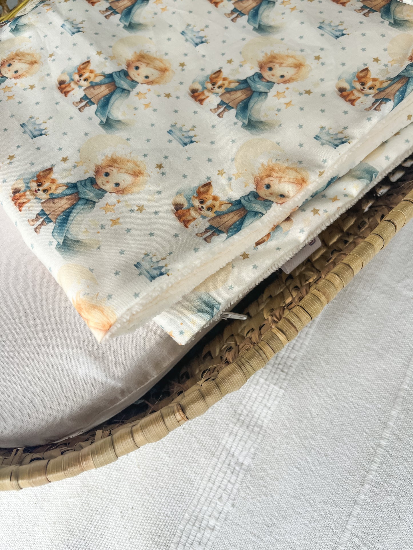 Manta de malha branco pérola para bebé personalizável com nome
