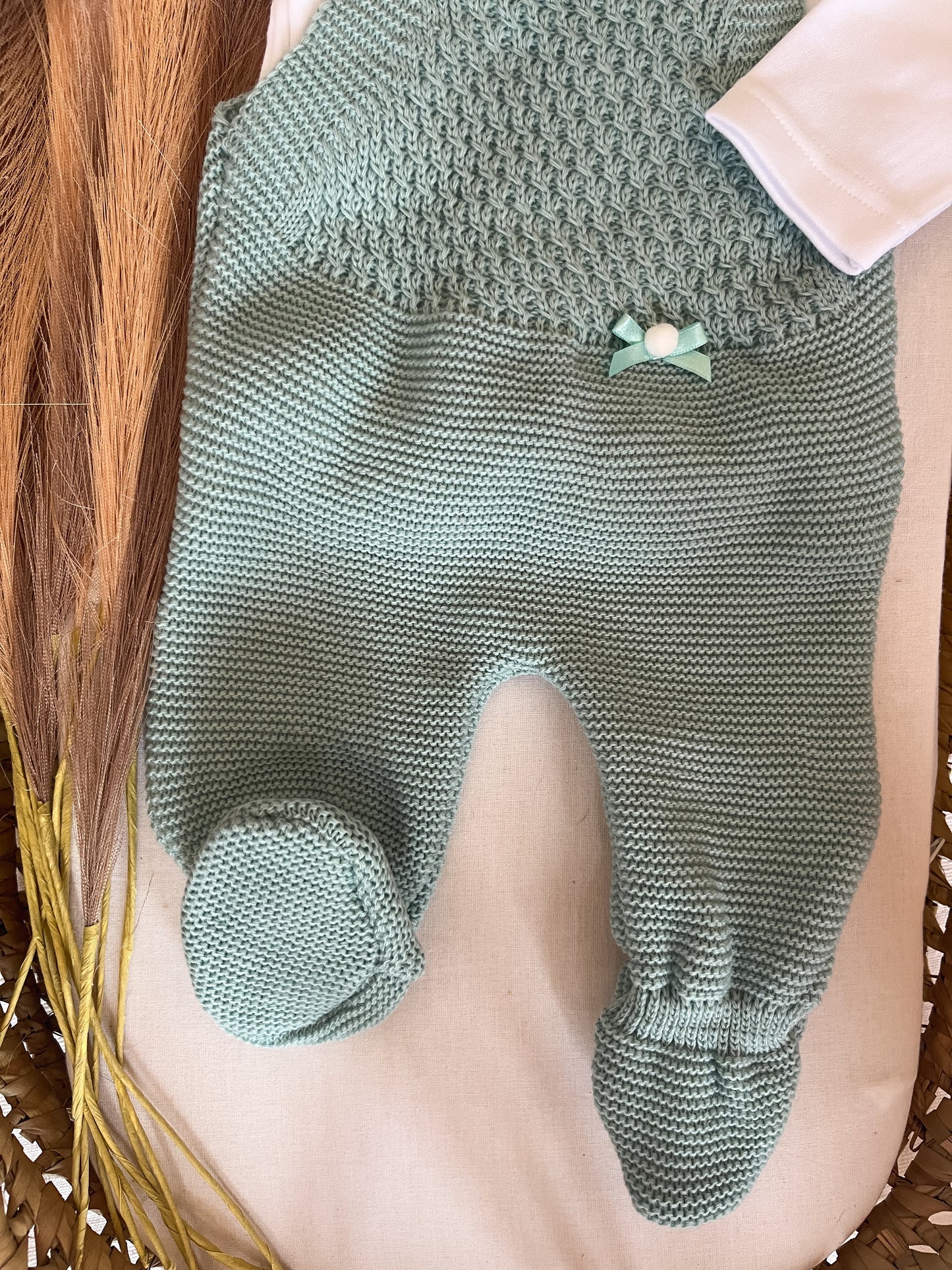 Conjunto de malha 3 peças bebé verde