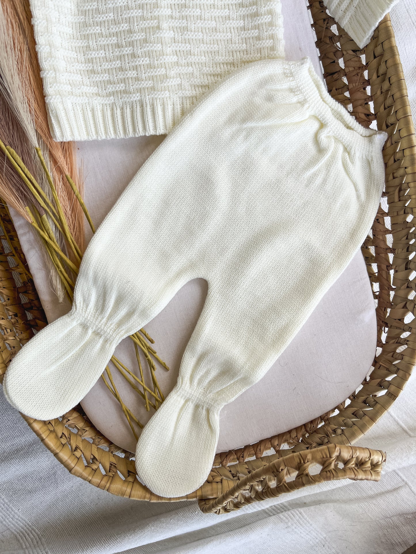 Conjunto de malha 3 peças bebé branco