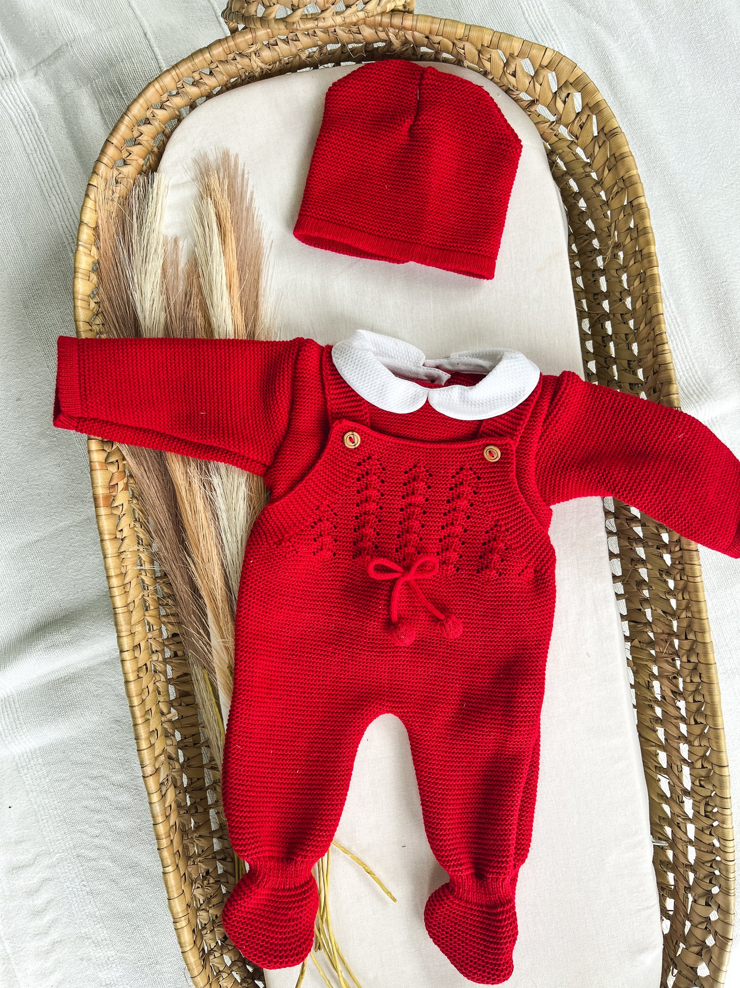 Conjunto de malha 3 peças bebé vermelho
