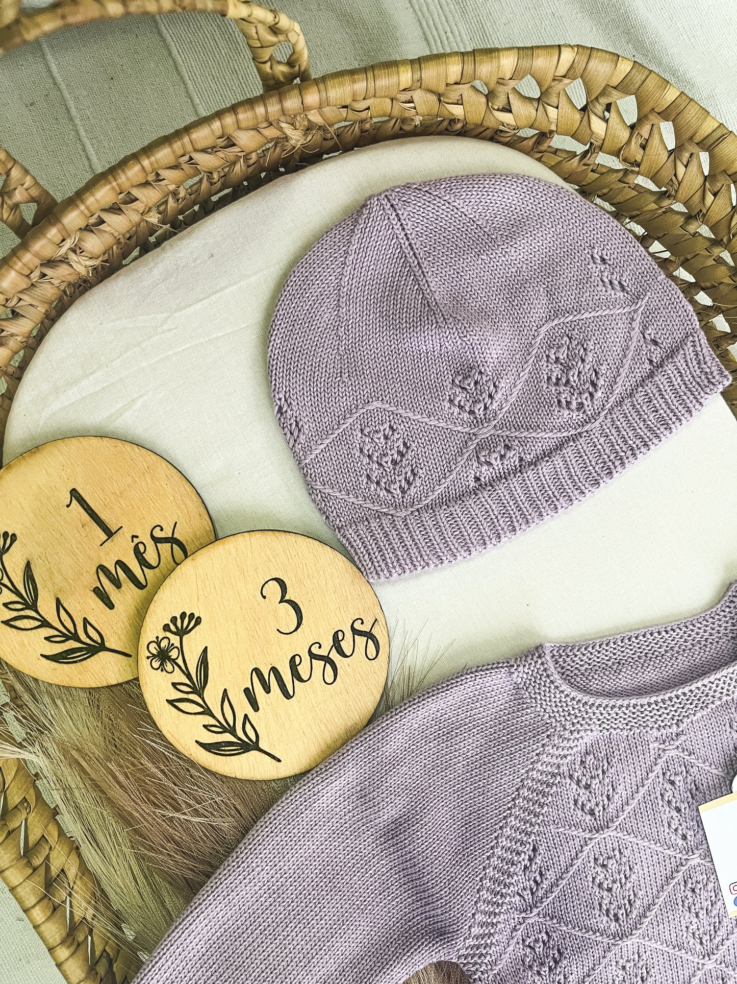 Conjunto de malha 3 peças bebé lavanda