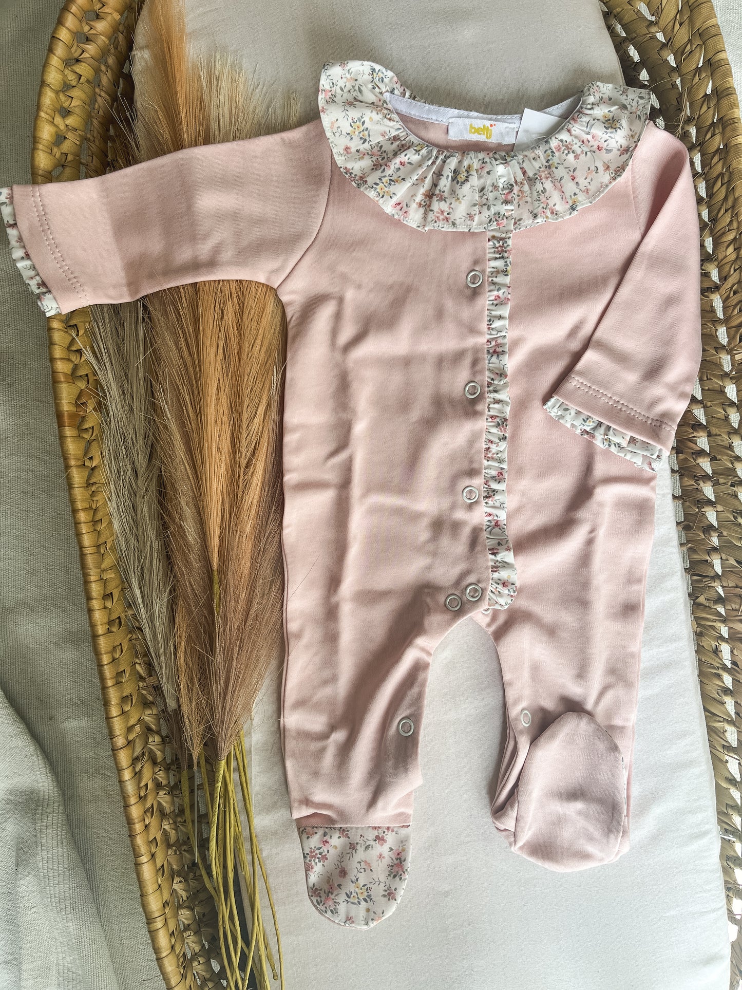 Babygrow de algodão bebé rosa