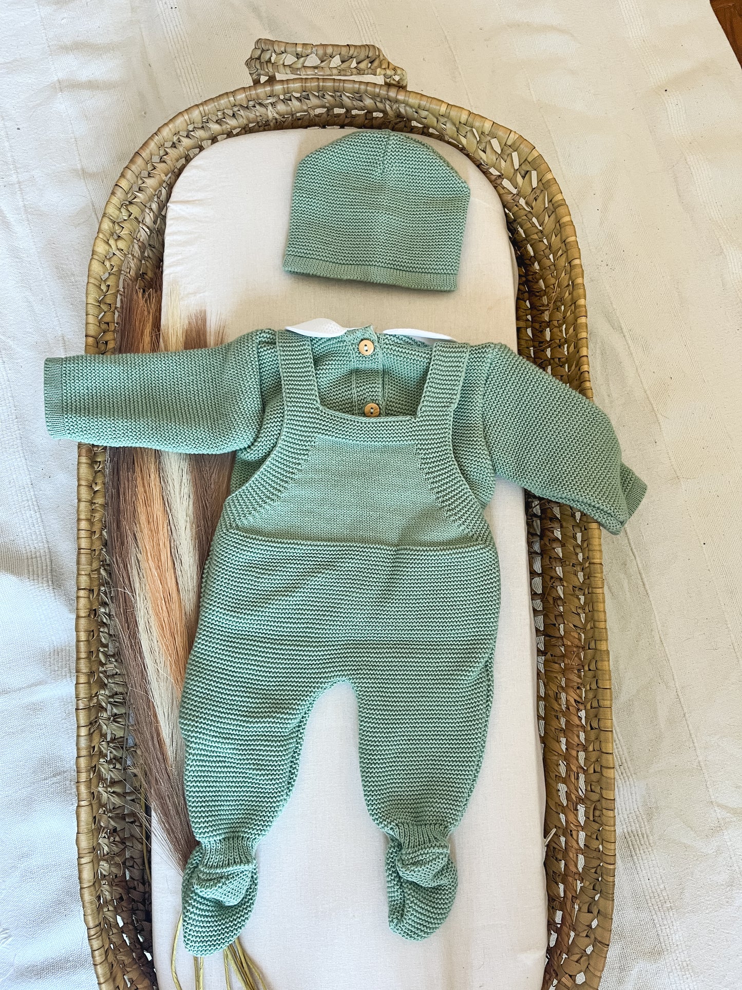 Conjunto de malha 3 peças bebé verde