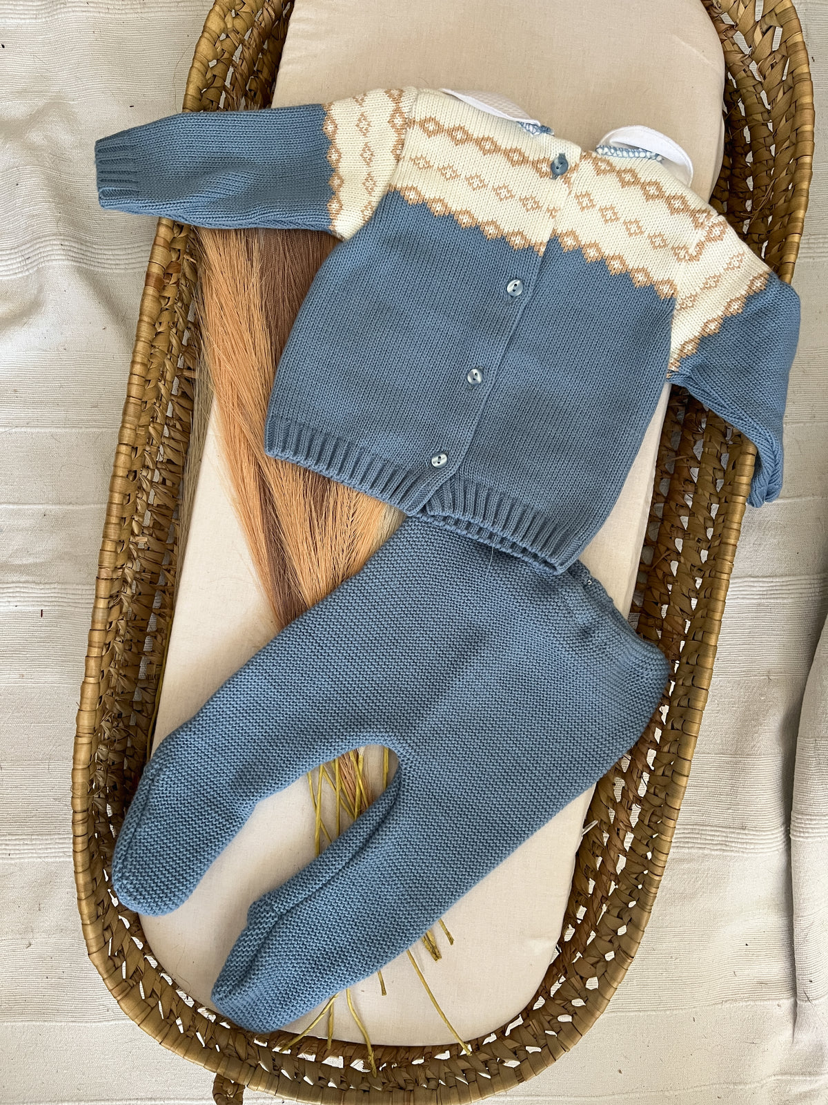 Conjunto de malha 2 peças bebé azul