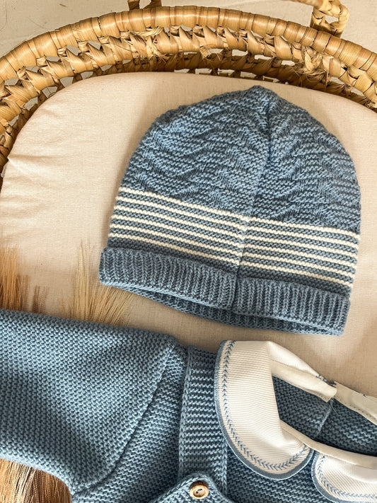 Conjunto de malha 3 peças bebé azul