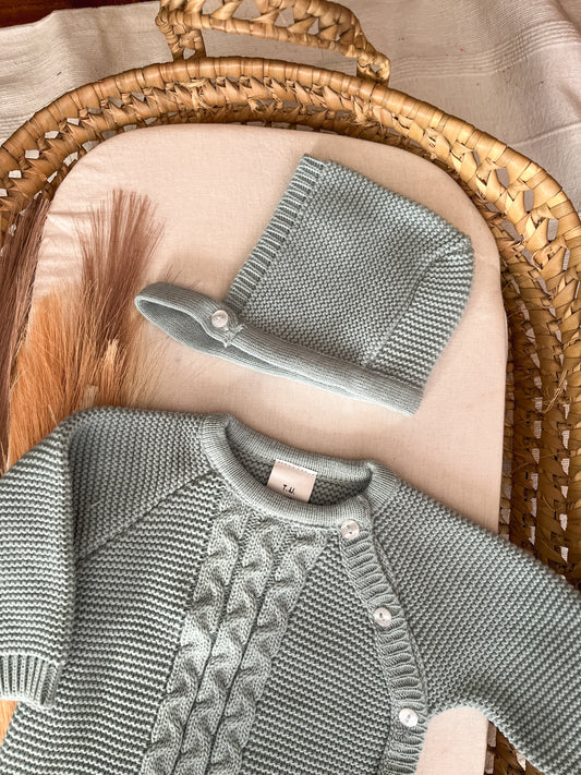 Conjunto de malha 3 peças bebé verde