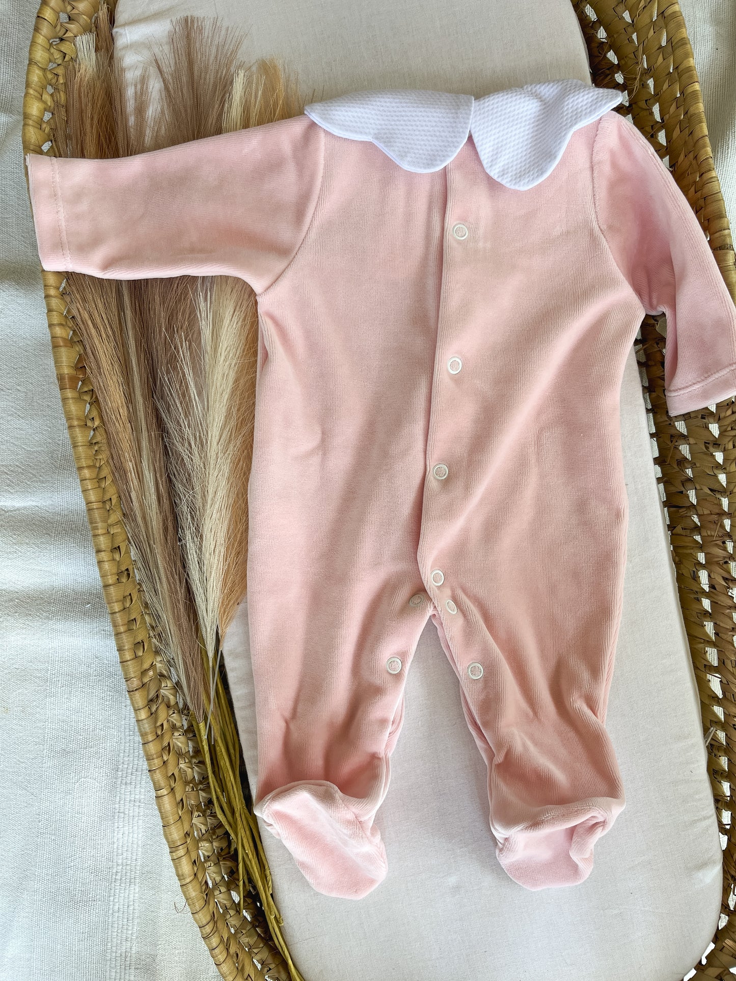 Babygrow de veludo bebé rosa velho