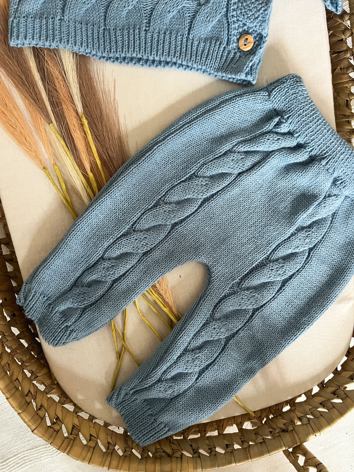 Conjunto de malha 3 peças bebé azul