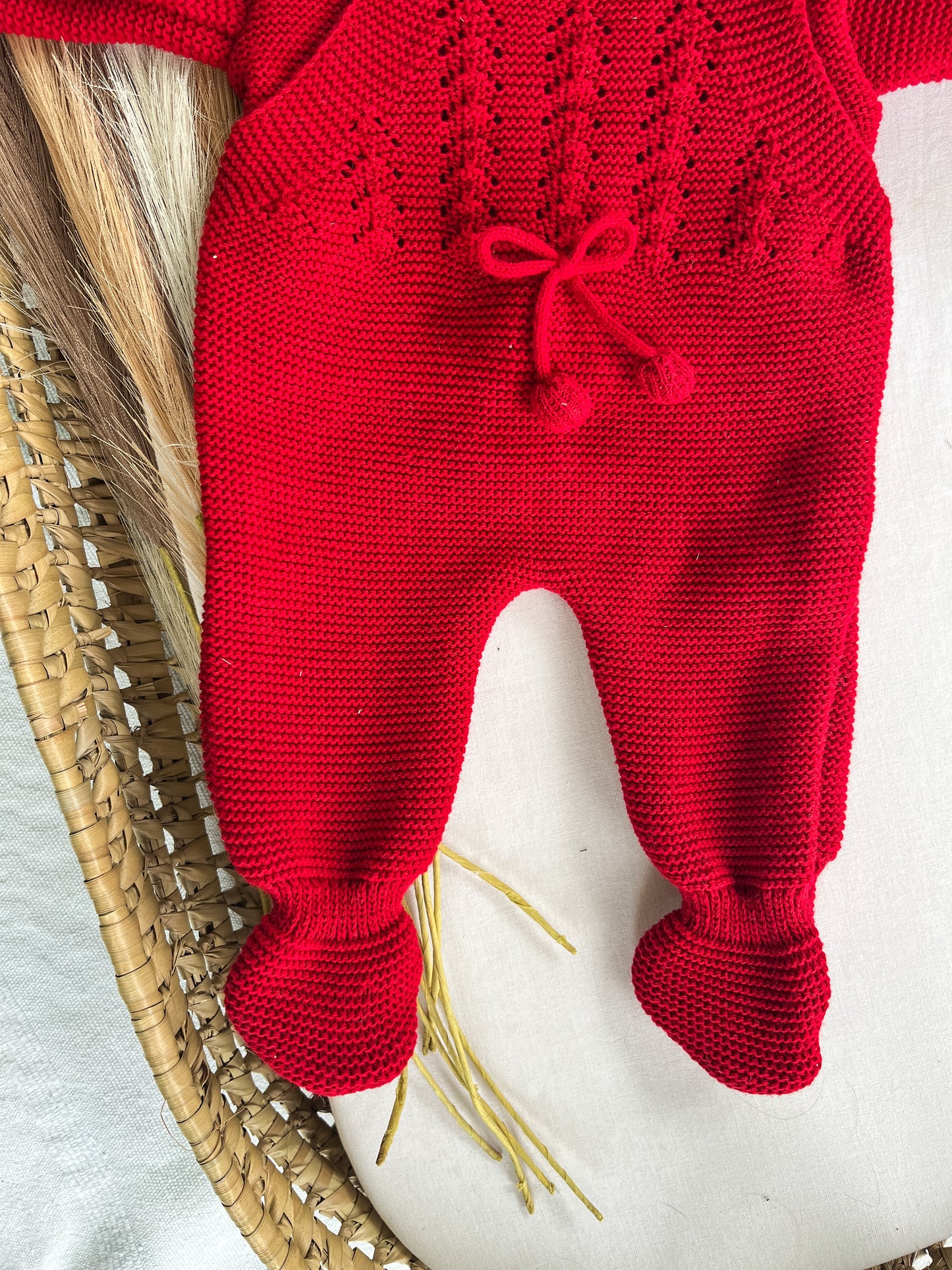 Conjunto de malha 3 peças bebé vermelho
