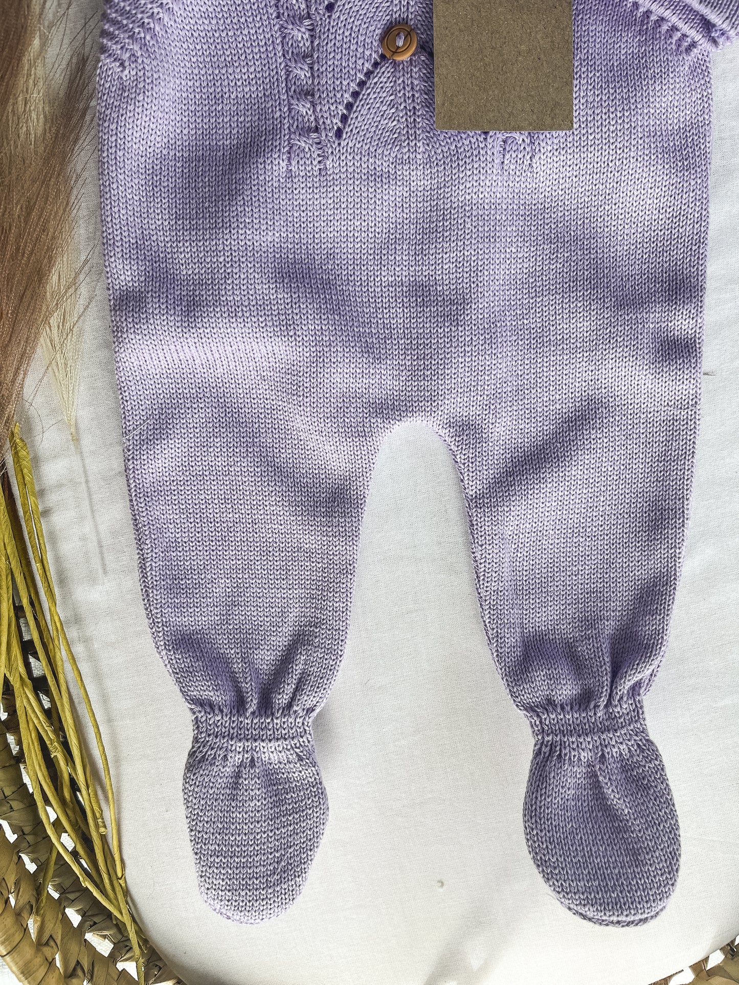 Conjunto de malha bebé 3 peças lavanda