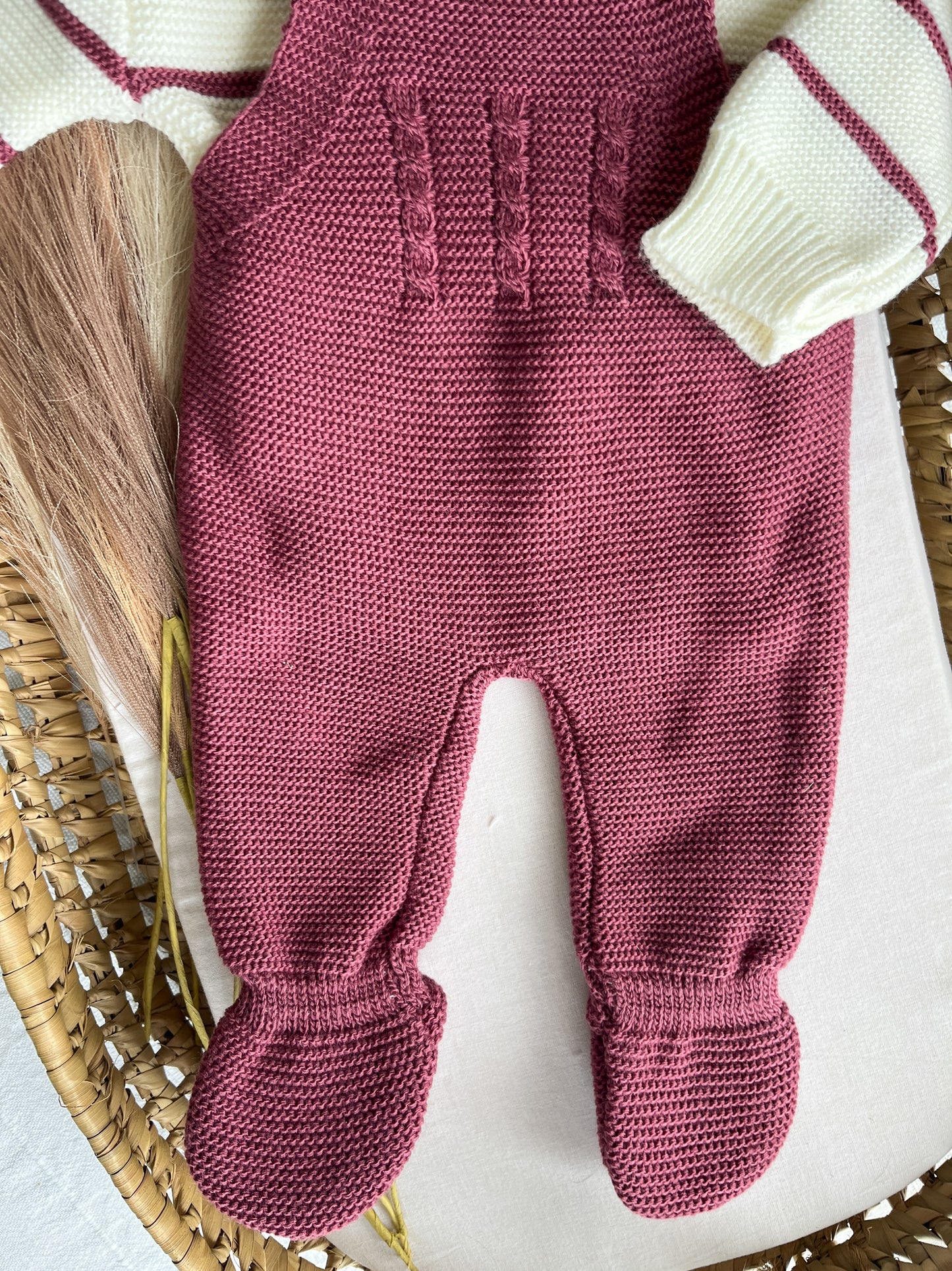 Conjunto de malha 3 peças bebé beringela