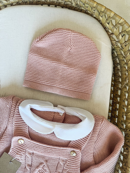 Conjunto de malha 3 peças bebé rosa velho