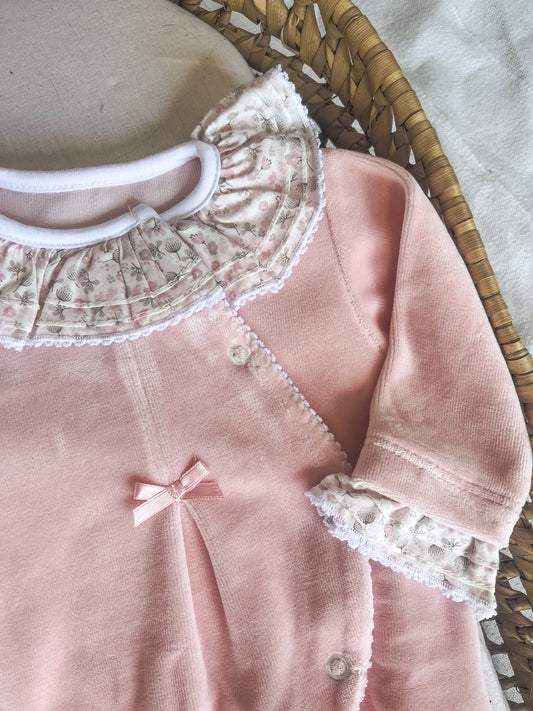 Babygrow de veludo bebé rosa
