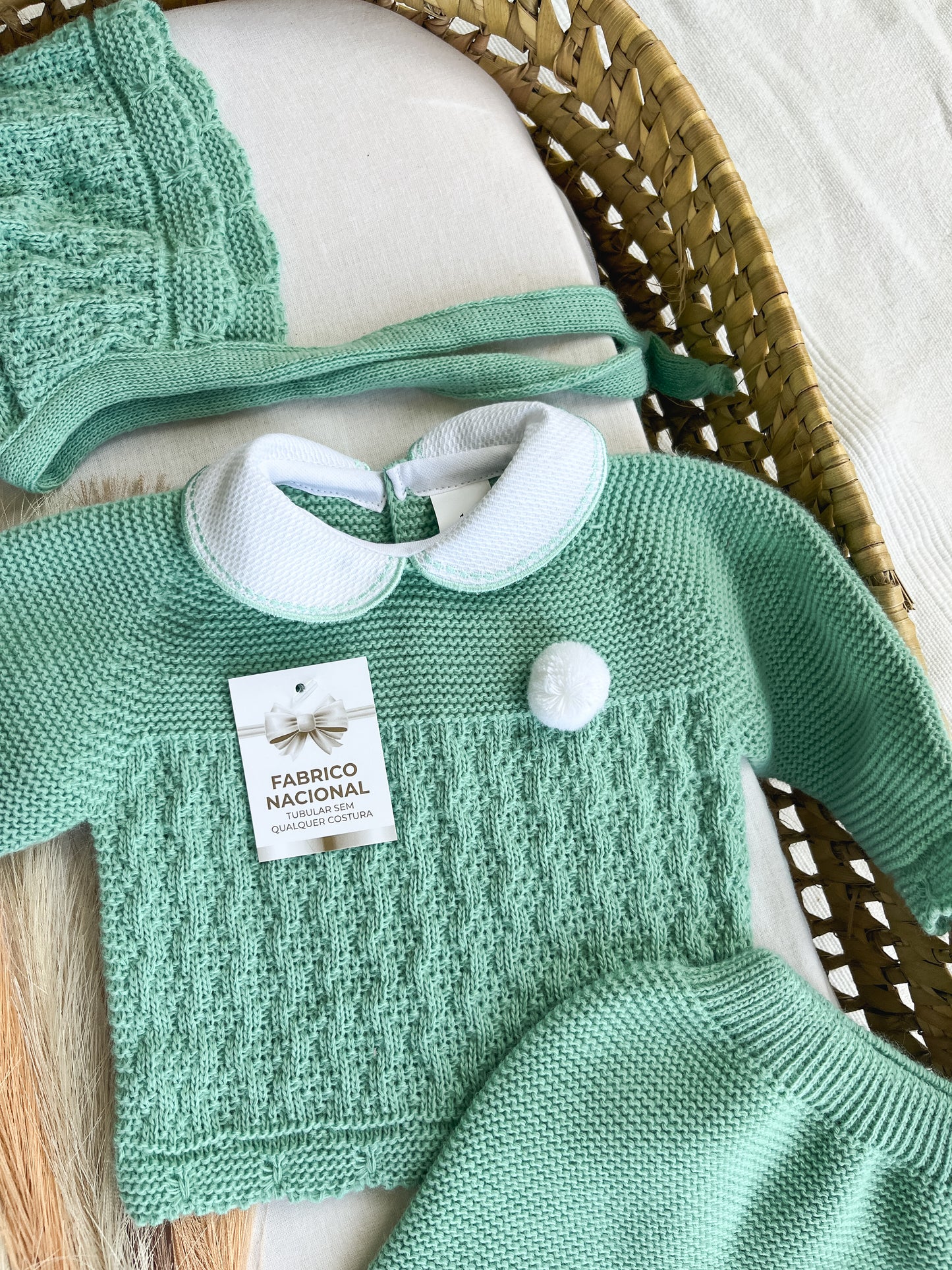Conjunto de malha 3 peças bebé verde