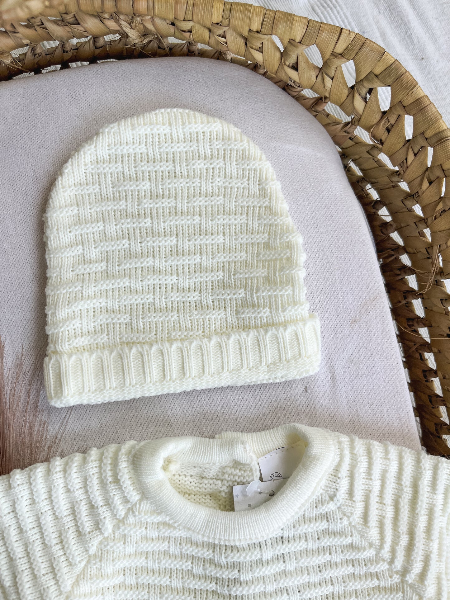 Conjunto de malha 3 peças bebé branco