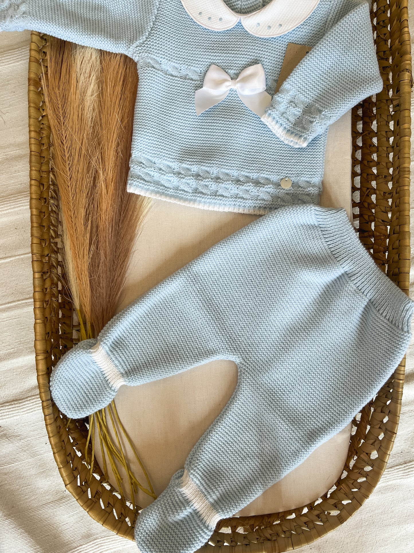 Conjunto de malha 3 peças bebé azul