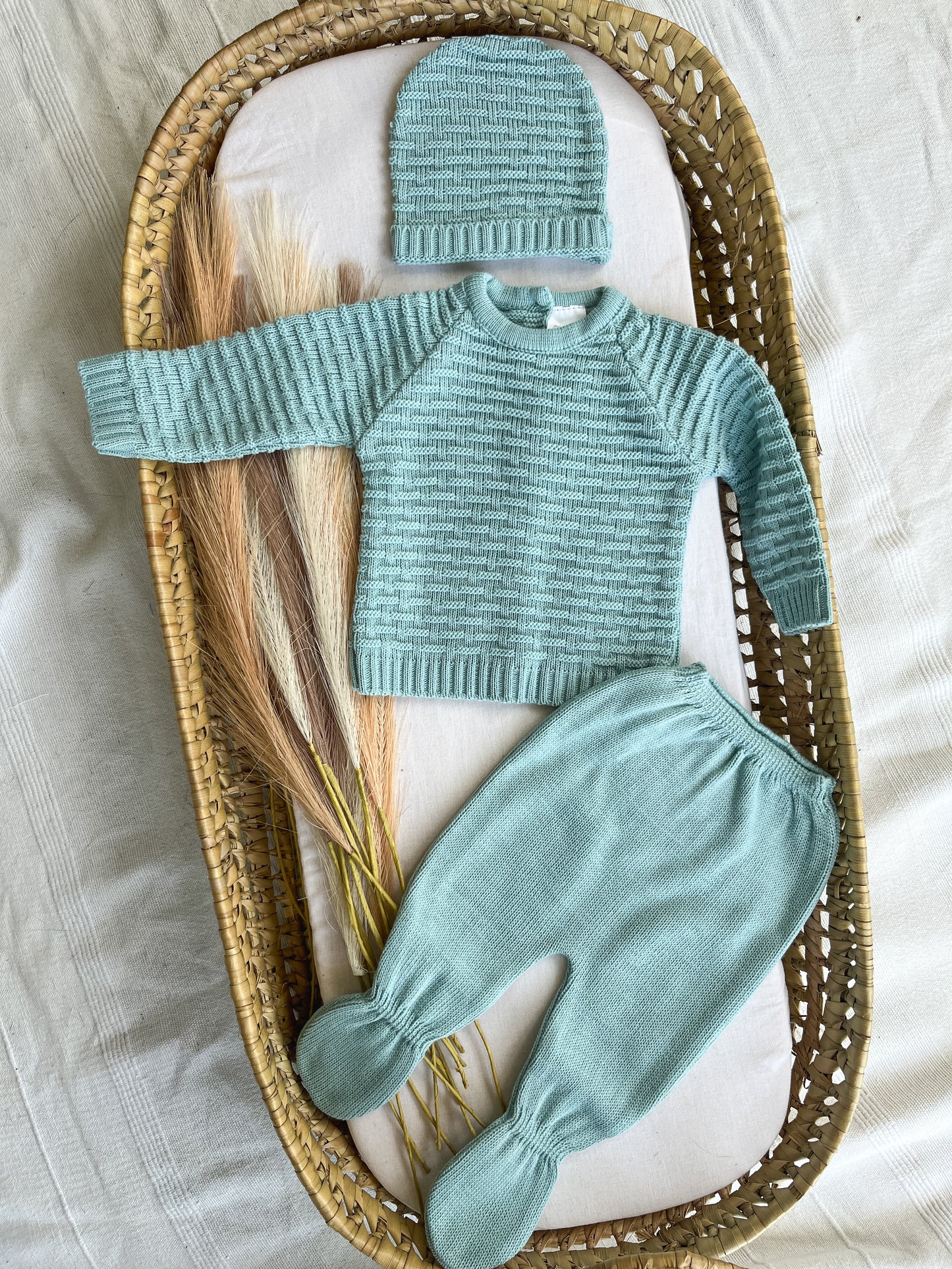 Conjunto de malha 3 peças bebé verde