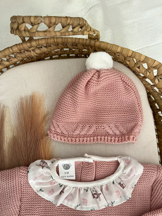 Conjunto de 3 peças bebé rosa velho